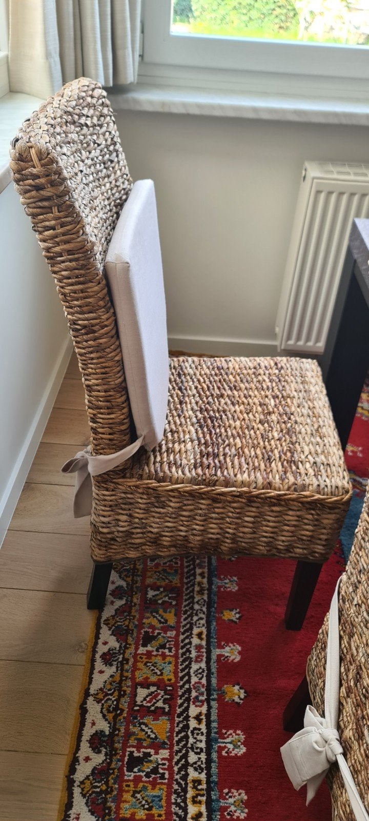Eetkamerstoelen van gewoven bananenblad met kussens 6 St, Ophalen