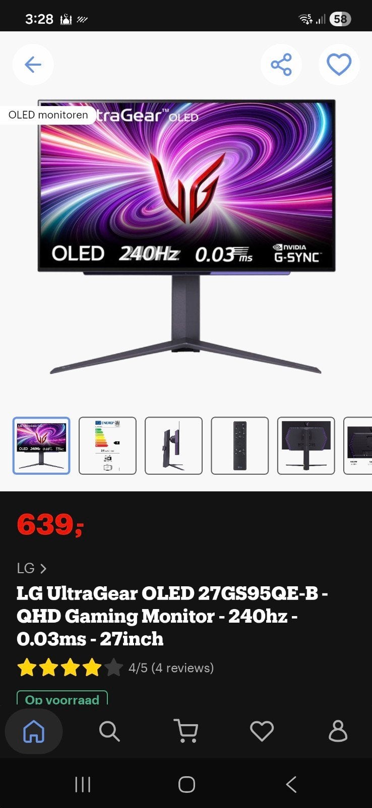 Écran de jeu LG OLED UltraGear 27 240 Hz Nouveau !, Informatique & Logiciels, Moniteurs, Enlèvement ou Envoi, Gaming