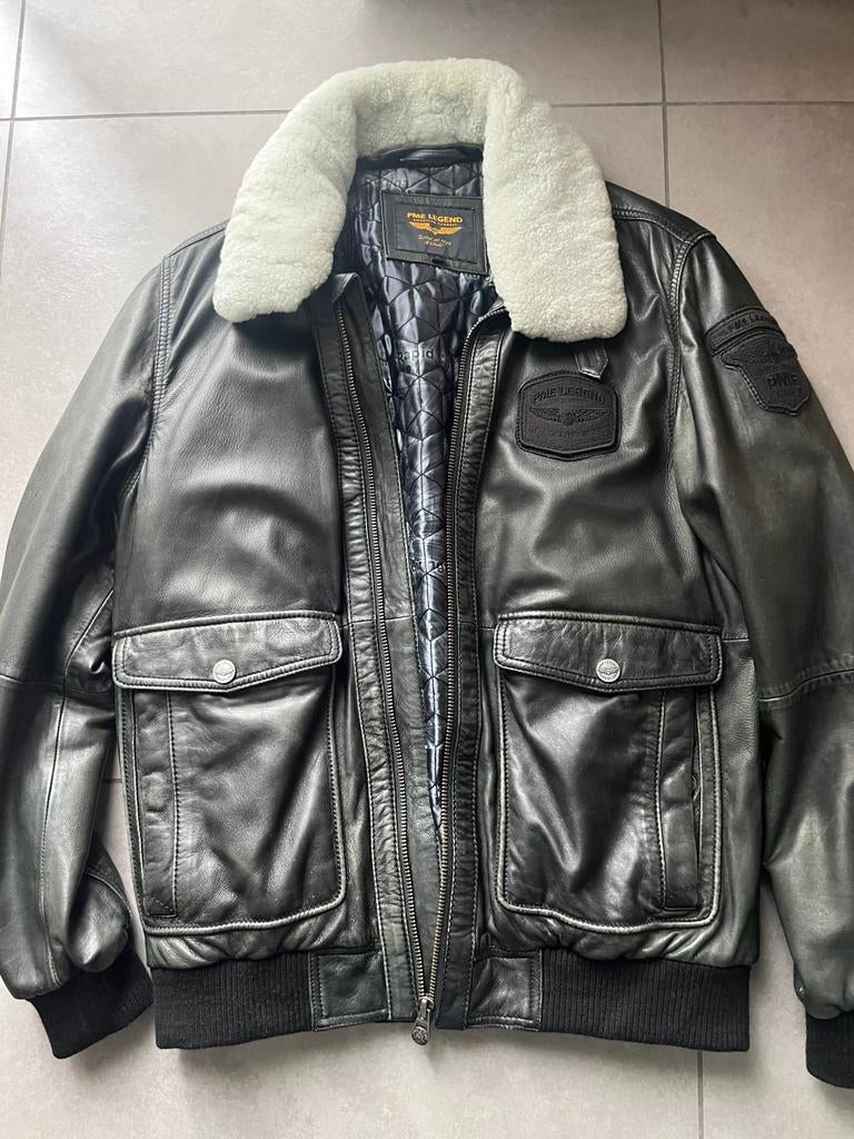 PME Legend Bomberjack leder, Kleding | Heren, Ophalen, Zo goed als nieuw, Maat 48/50 (M), Bruin