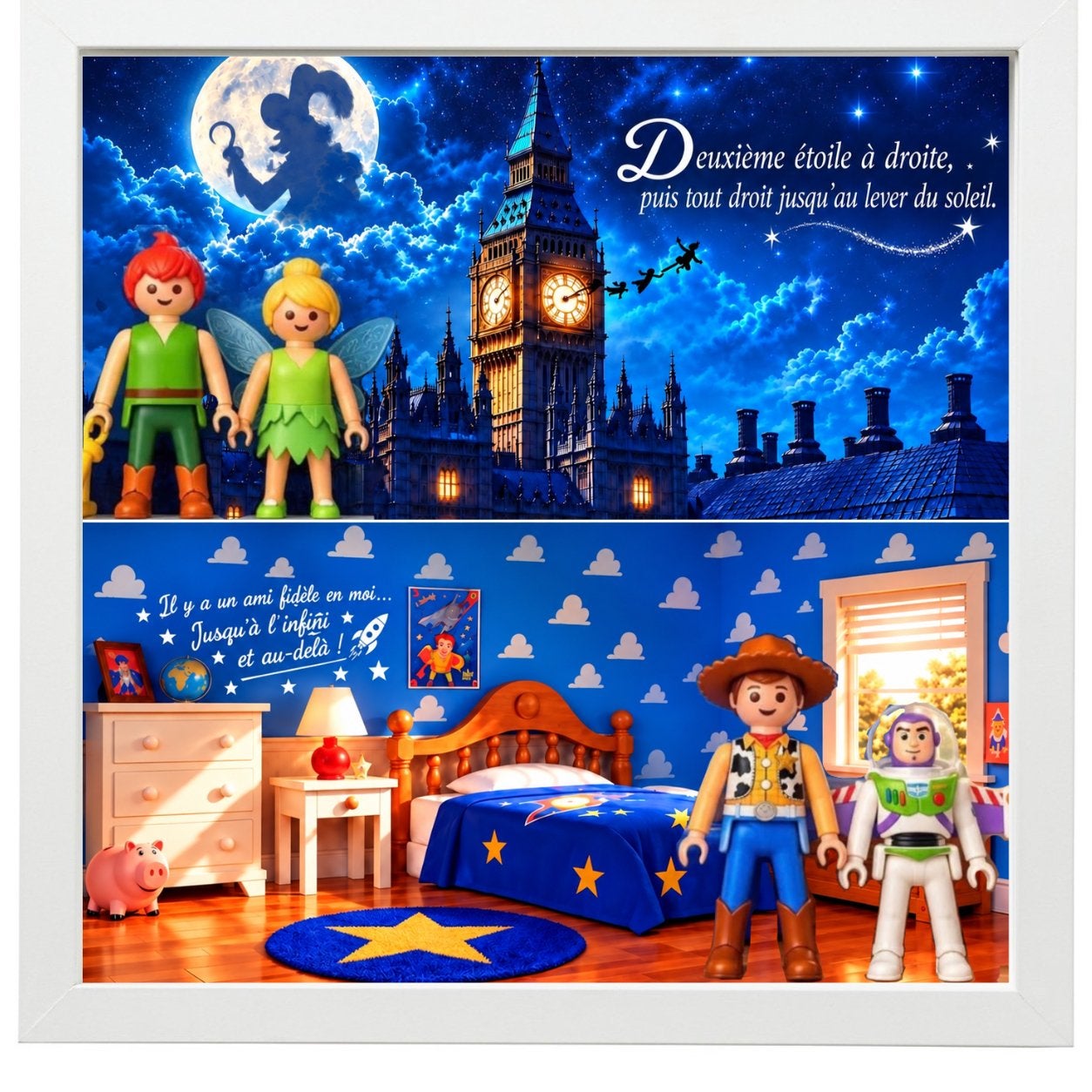 Cadre vitrine MAXI Kinder Disney Playmobil – Noir ou blanc, Enlèvement ou Envoi, Comme neuf, Figurines