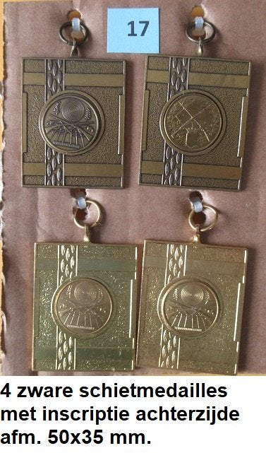 mooie set van 4 zware schuttersmedailles, geweerschieten, Postzegels en Munten, Penningen en Medailles, Overige materialen, Ophalen of Verzenden