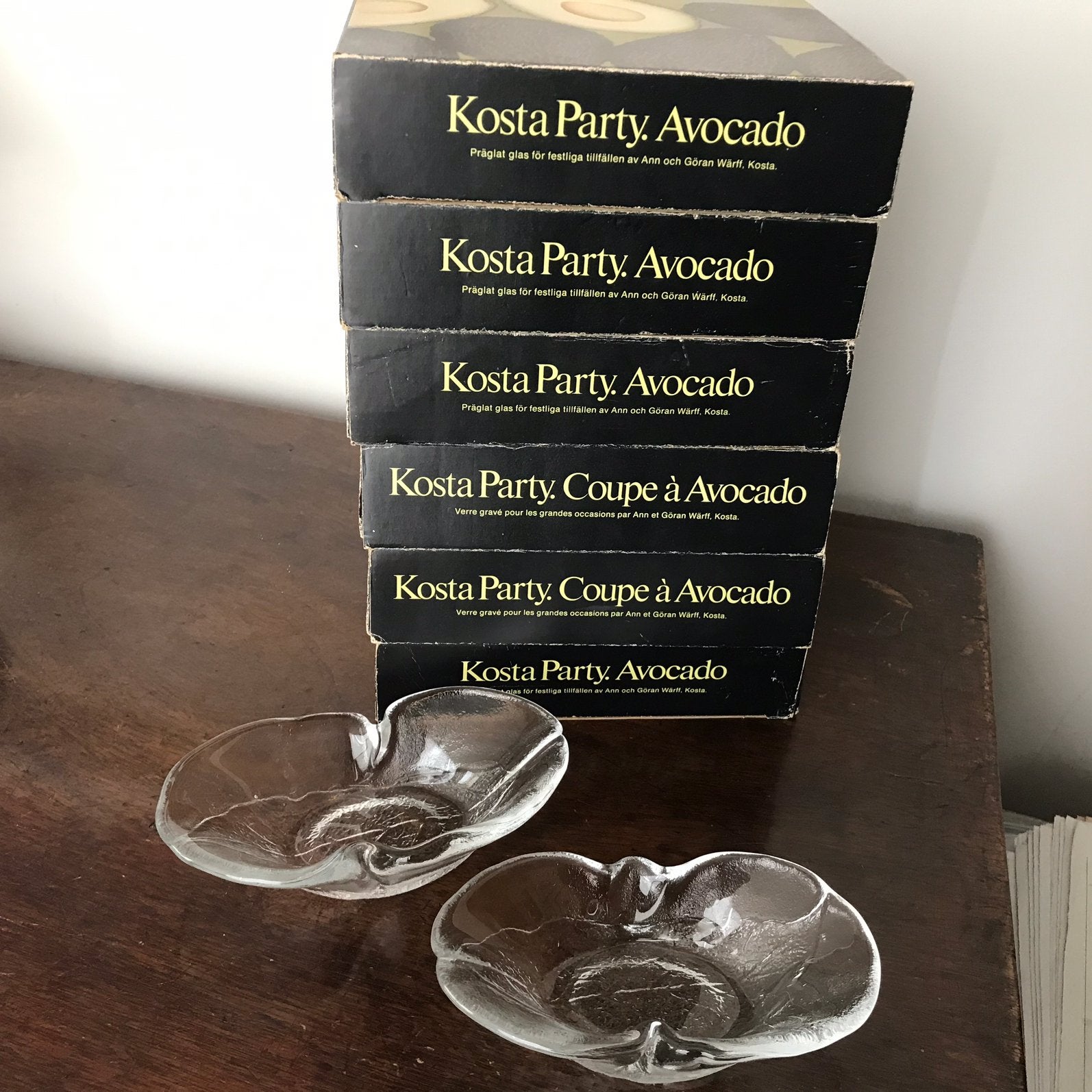 Kosta Party avocado ( 12 stuks) schaaltjes jaren 70, Antiek en Kunst, Ophalen of Verzenden