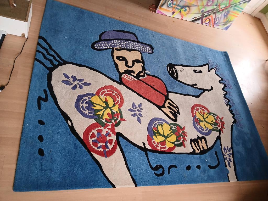 Hermann Brood „Man+Paard” vloerkleed, Antiek en Kunst, Ophalen