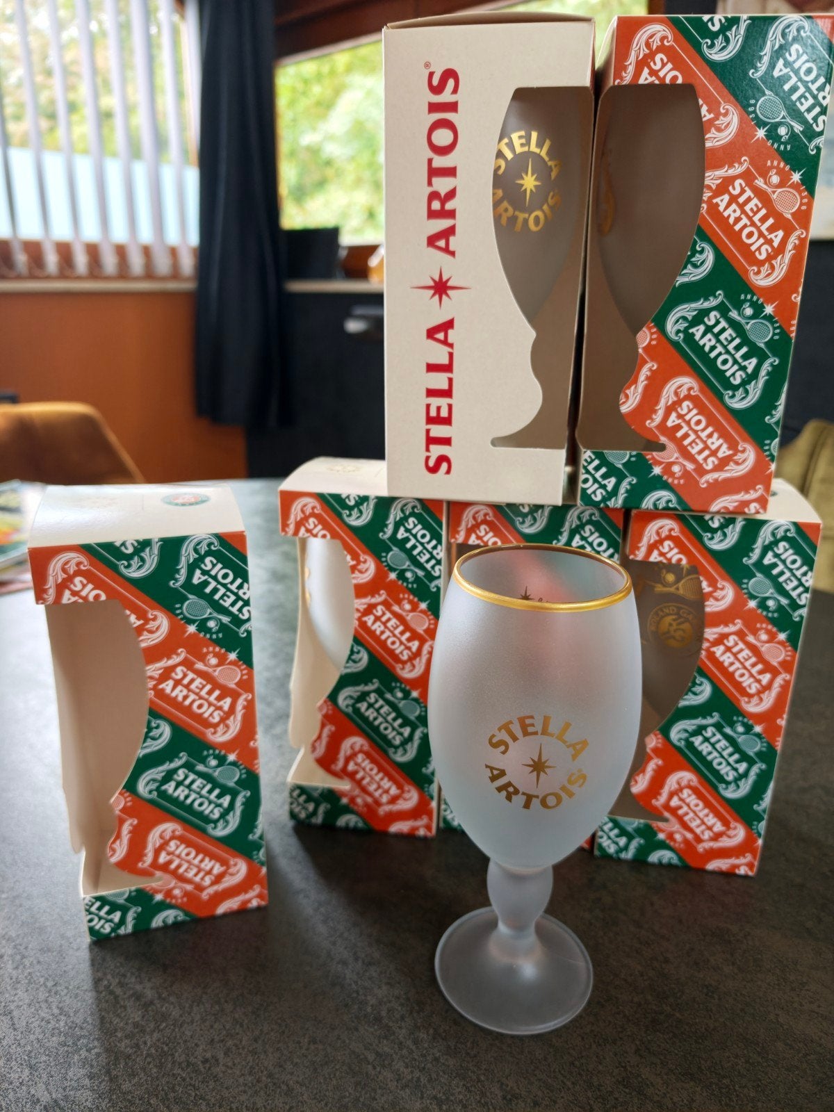 6 bierglazen uit de Rolland Garros-serie van Stella Artois, Verzamelen, Glas en Drinkglazen, Ophalen of Verzenden