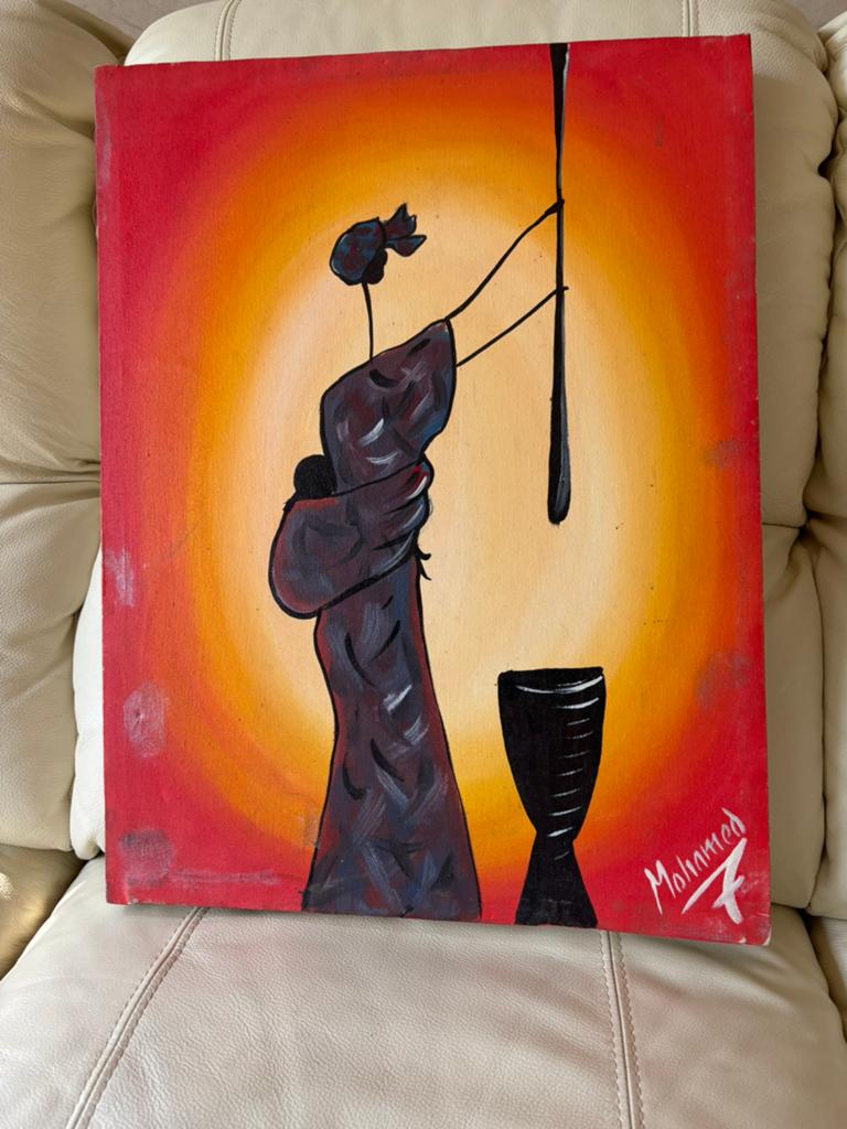 Afrikaans schilderij op doek, 53 X 40,5cm, goede staat, Ophalen