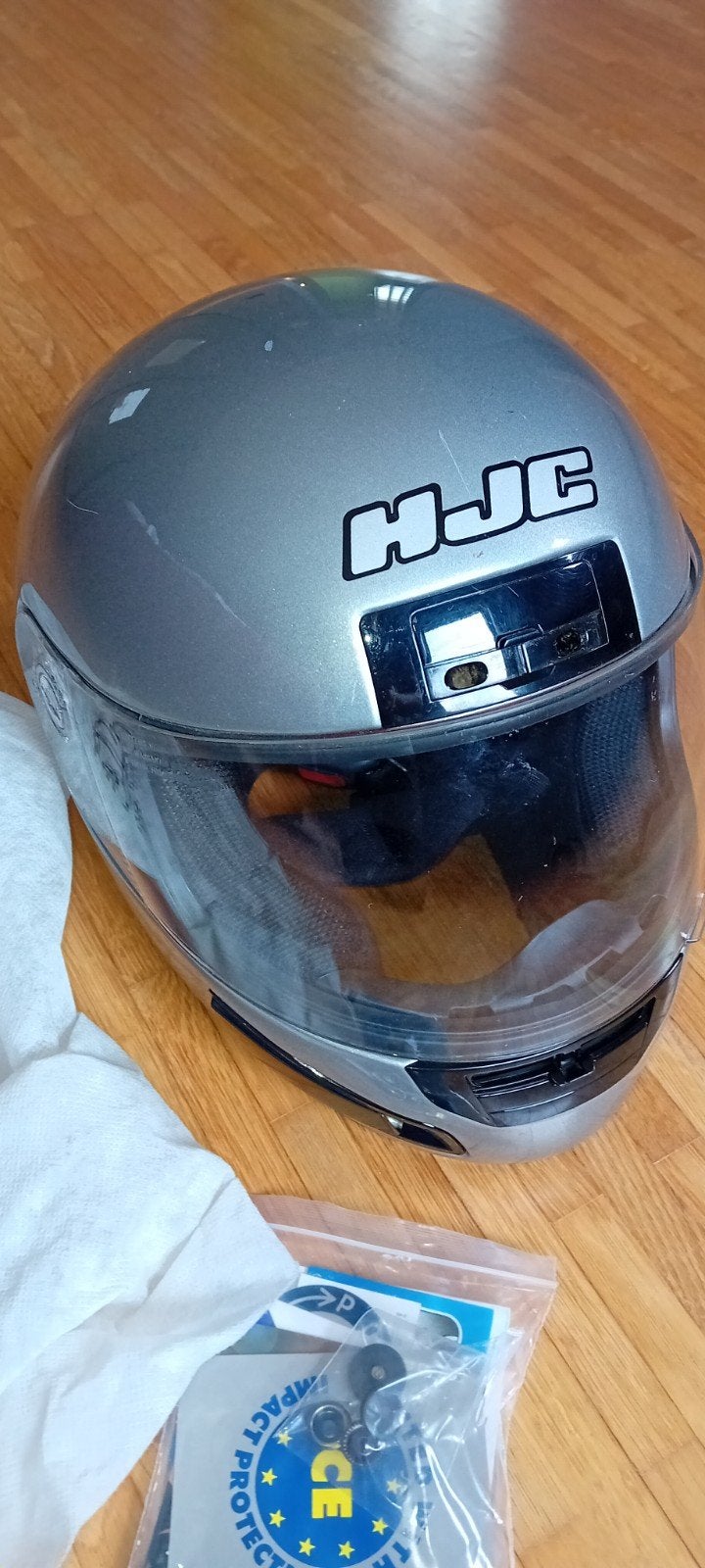 helm hjc grijs 50cm omtrek, maat s, Motoren, HJC, Ophalen of Verzenden, Integraalhelm, S