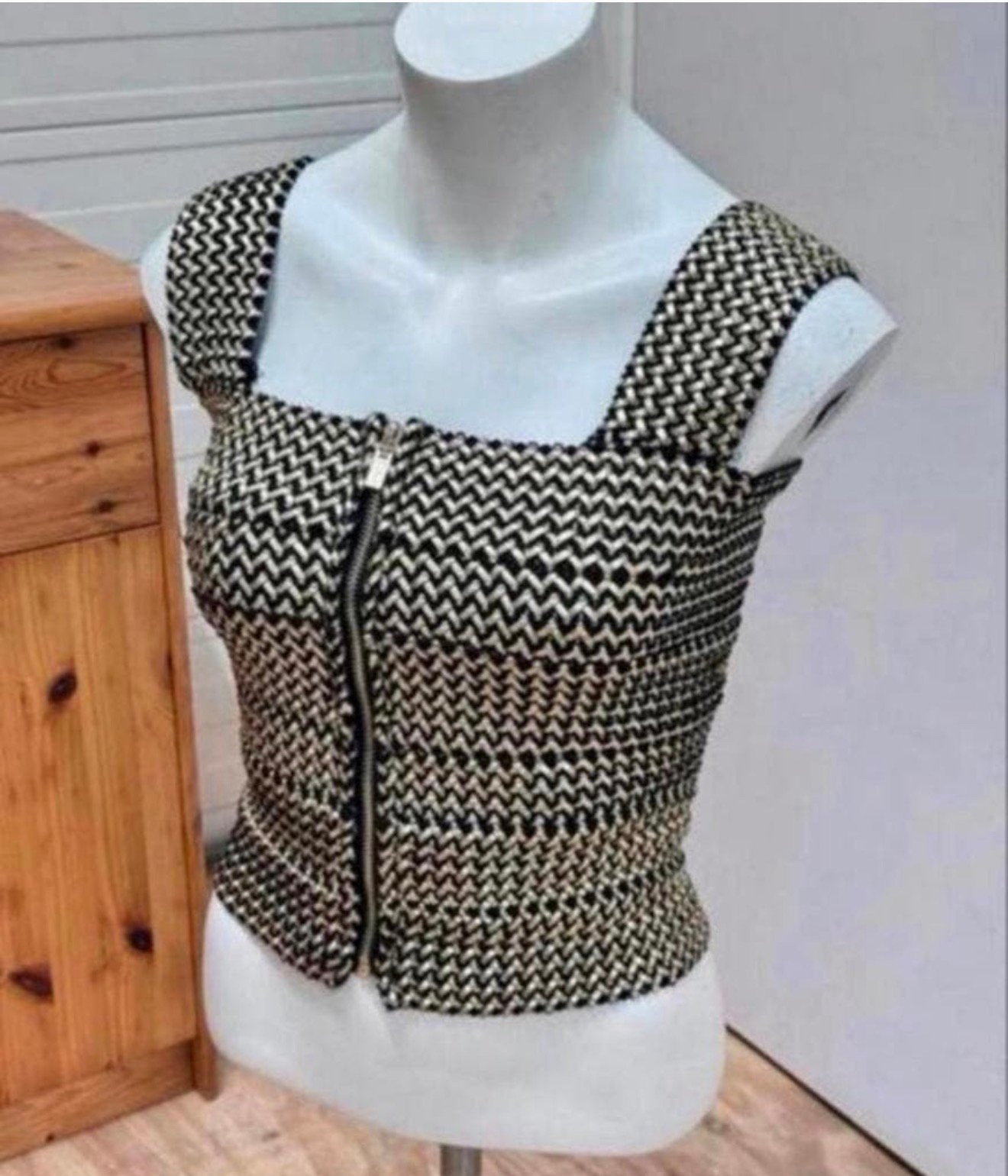 LM LULU - elastisch jurk mode topje S dames goud-zwart top, Kleding | Dames, Topjes, Ophalen of Verzenden, Zo goed als nieuw, Maat 36 (S)