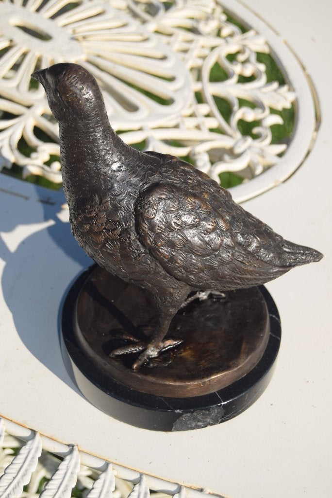 Superbe perdrix en bronze sur socle en marbre, Enlèvement ou Envoi, Bronze