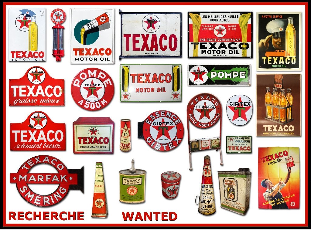achete plaque émaillée texaco bidon huile, Enlèvement, Utilisé, Panneau publicitaire