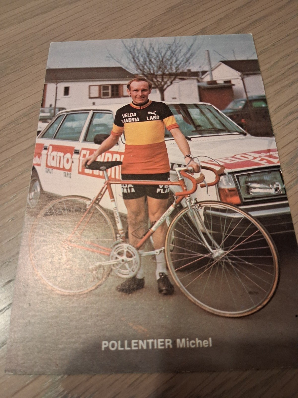 Fotokaart wielrenner Belgisch kampioen Michel Pollentier, Ophalen of Verzenden, 1960 tot 1980, Zo goed als nieuw