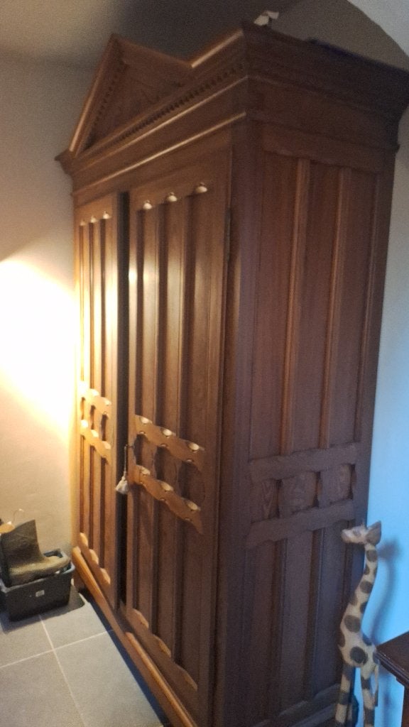 Halkast / garderobekast / vestiairekast handgemaakt oud, Antiek, 100 à 150 cm, Enlèvement, Utilisé