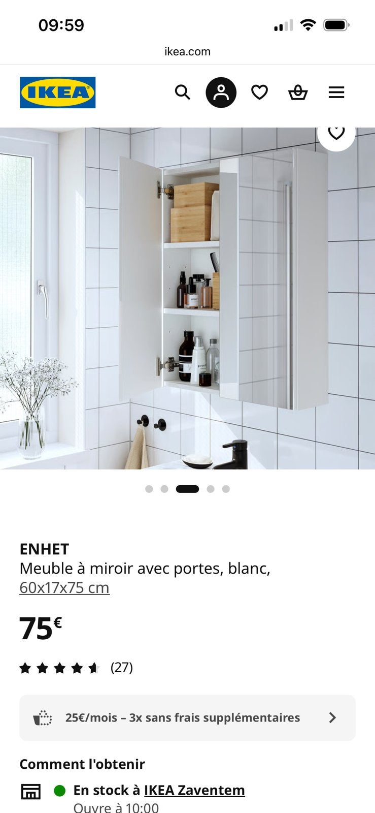 Meuble miroir salle de bain, Maison & Meubles, Enlèvement, Comme neuf