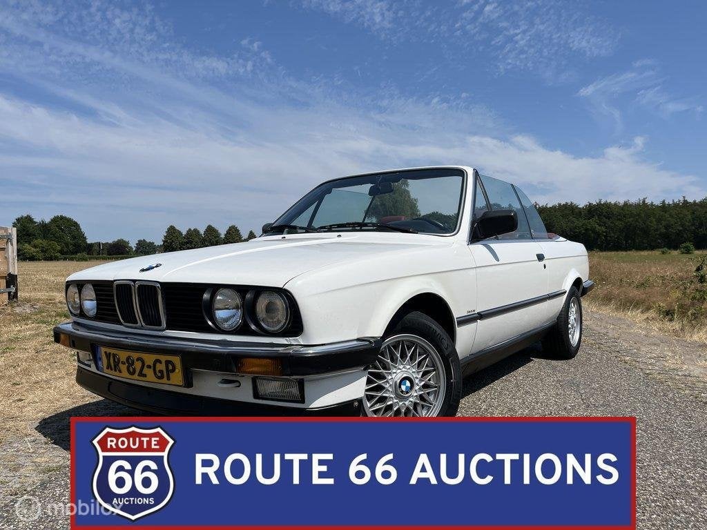 BMW 320i Cabriolet | 1989 | Route 66 Auctions, Zwart, Bedrijf, Handgeschakeld, Overige carrosserie
