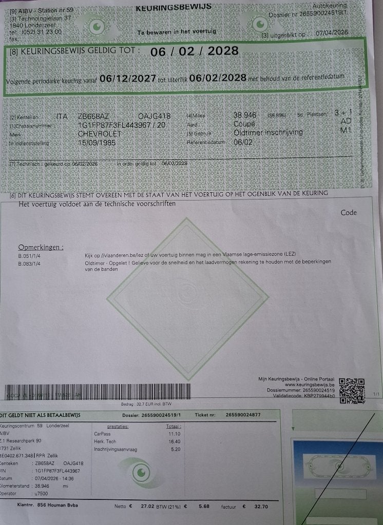chevrolet Camaro 5.0 van 1985 - VERLAAGDE PRIJS, Auto's, Automaat, 4 zetels, Stof, 5000 cc