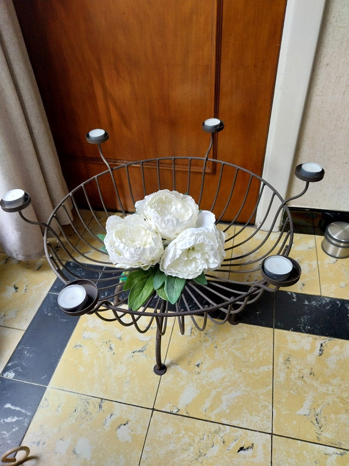 metalen ronde kandelaar, 41 cm, Enlèvement, Utilisé, Métal