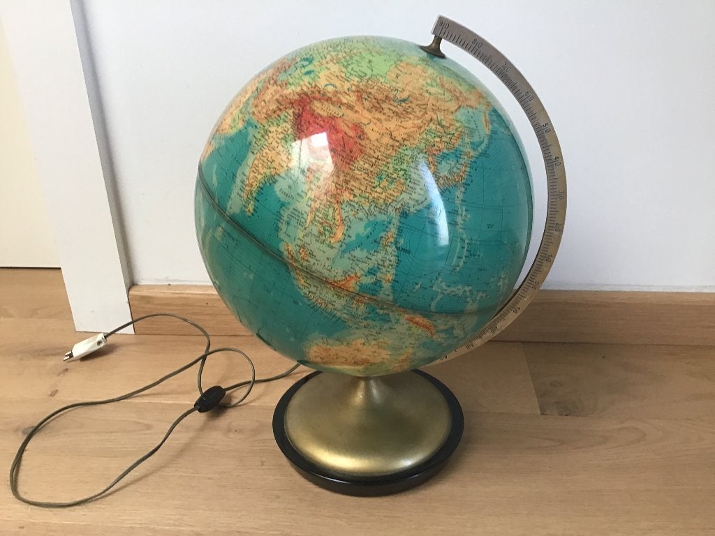 Vintage wereldbol, Ophalen, 47 cm, Draaibaar, Zo goed als nieuw
