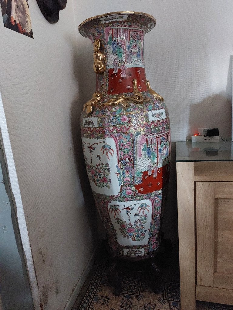 Chinese vazen rose medaillon, Huis en Inrichting, Ophalen, Op voet