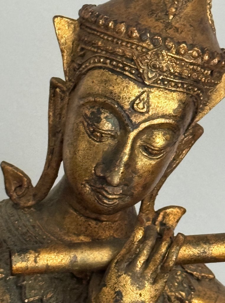 Paire de Statue en Bronze Doré Bouddha - Thaïlande, Antiquités & Art, Enlèvement ou Envoi, Bronze, Objet rituel, Or