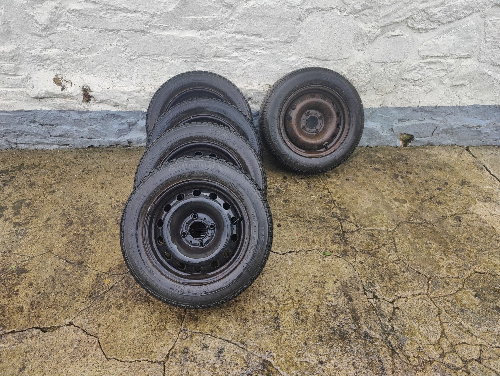 Velgen en winterbanden van plaatstaal, Ophalen, 14 inch, Gebruikt, 175 mm