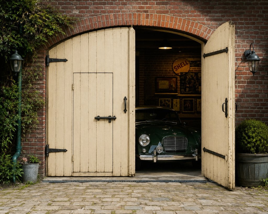 Porte de ferme ancienne en bois avec portillon. 278 x 255 cm, 200 cm ou plus, Portail battant, Enlèvement, Utilisé