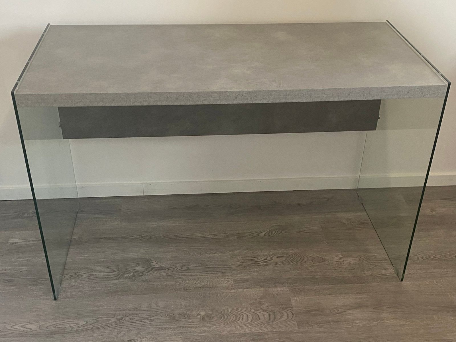 Modern minimalistisch bureau betonlook-glas, Huis en Inrichting, Bureaus, Ophalen, 120 cm, Zo goed als nieuw, Grijs