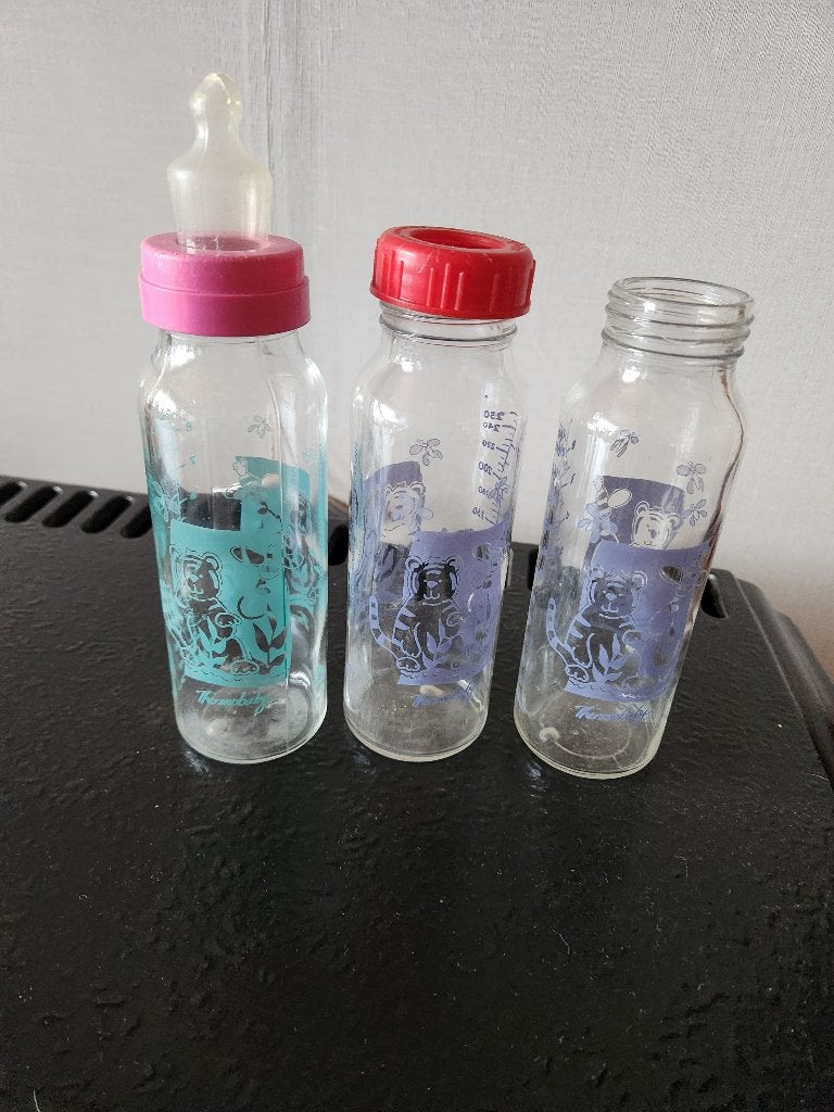 Antieke glazen papflessen samen 1,50 euro, Ophalen of Verzenden