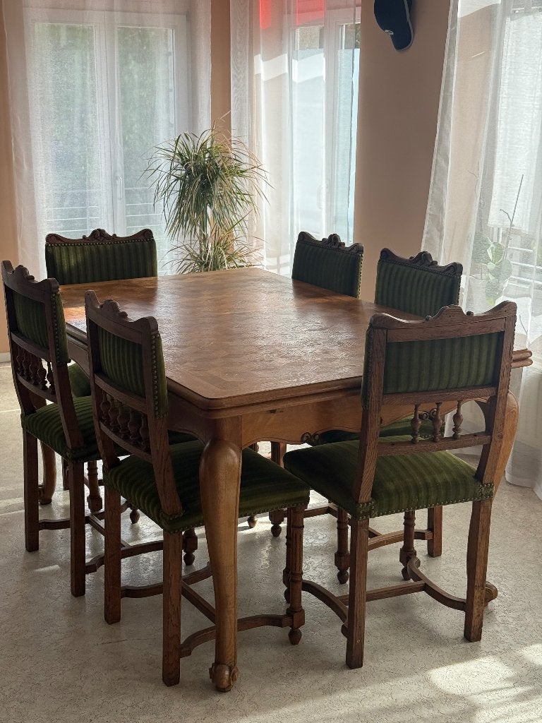 Table et 6 chaises - Gratuit, 100 à 150 cm, Cinq personnes ou plus, Enlèvement, Utilisé