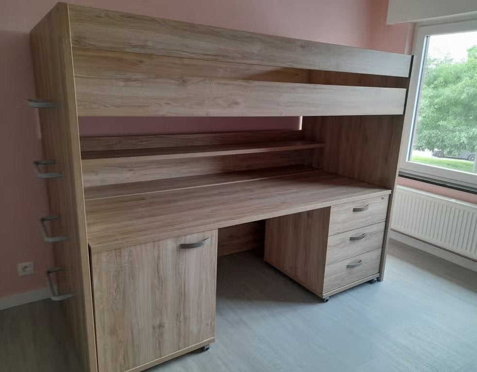 GRATIS: hoogslaper met bureau, Enlèvement, Utilisé, Lit mezzanine