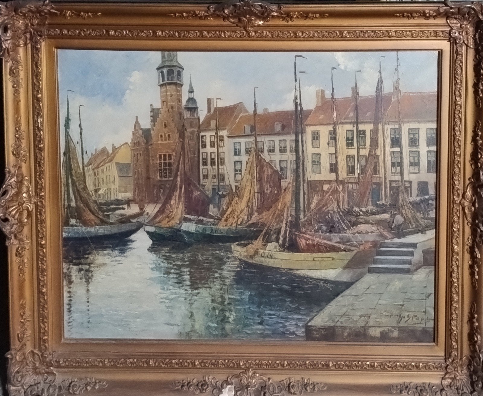 de haven van oostende, Antiek en Kunst, Ophalen, Gesigneerd, Doek