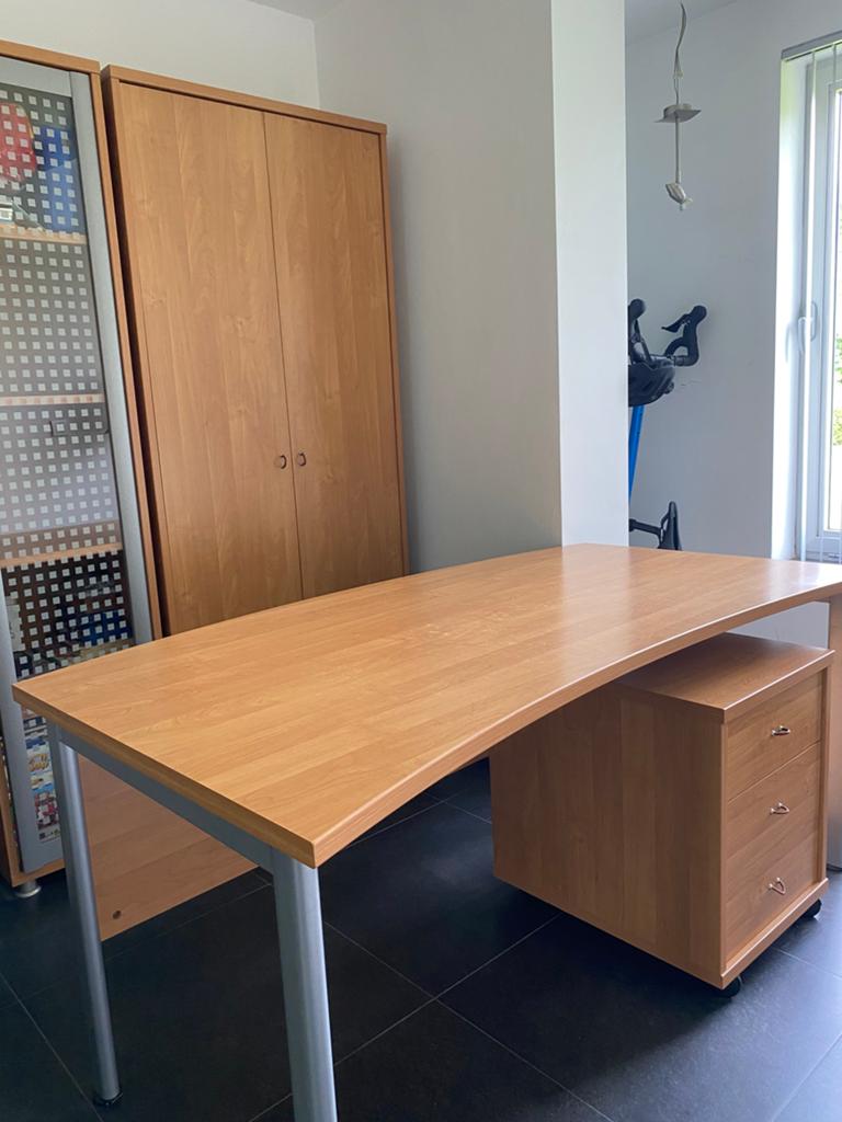 Bureau - ladenblok - tweedeurskast., Huis en Inrichting, Ophalen, Demontabel, 160 cm, Bruin