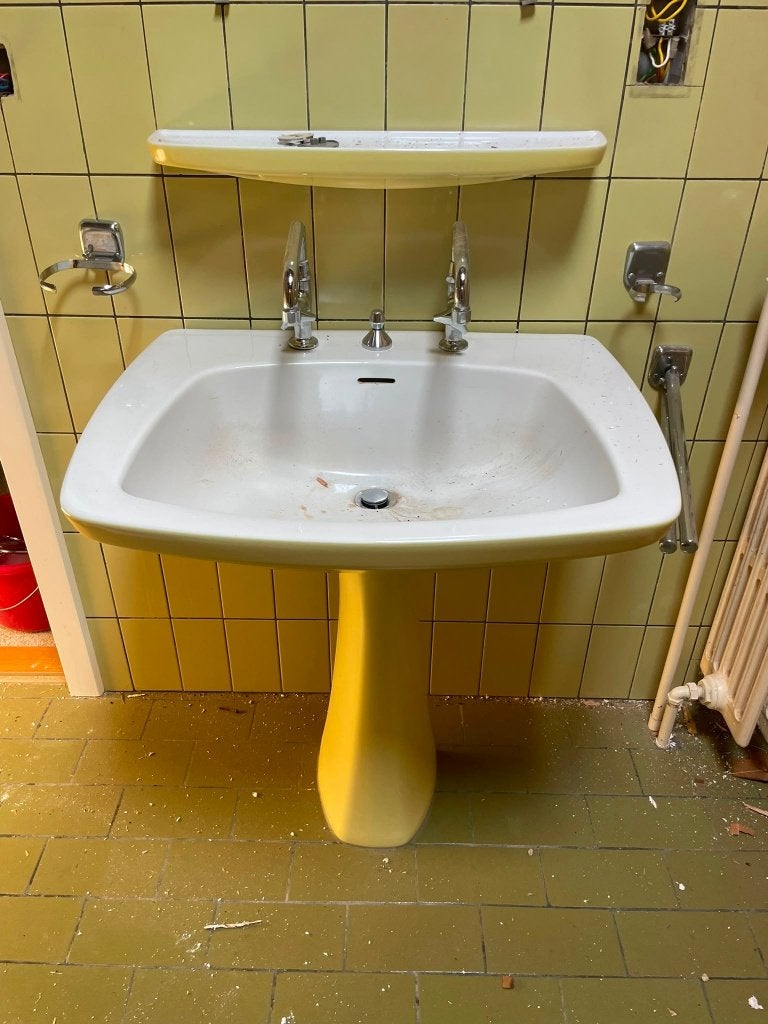 wasbak, Doe-het-zelf en Bouw, Sanitair, Ophalen, Gebruikt, Steen, Wastafel