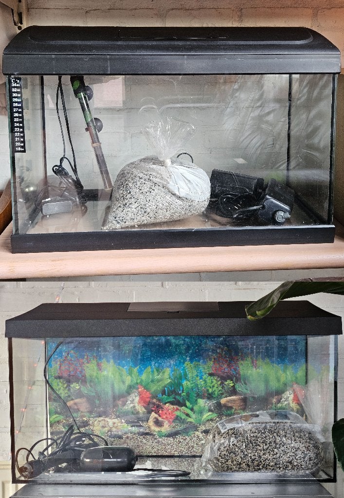 2 Aquariums 50L compleet, inclusief alles, Ophalen, Inclusief deksel, Gebruikt