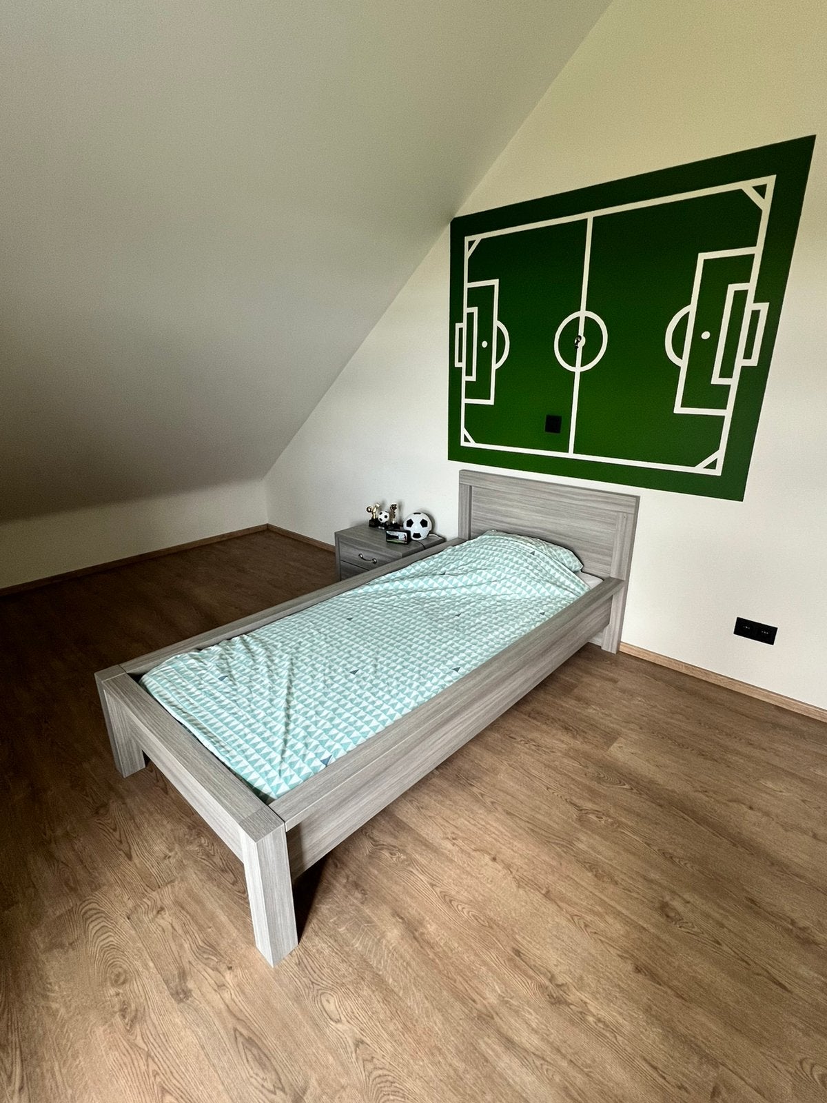 Slaapkamer kind - grijs houtlook, Huis en Inrichting, Slaapkamer | Complete slaapkamers, Ophalen, Zo goed als nieuw, Eenpersoons