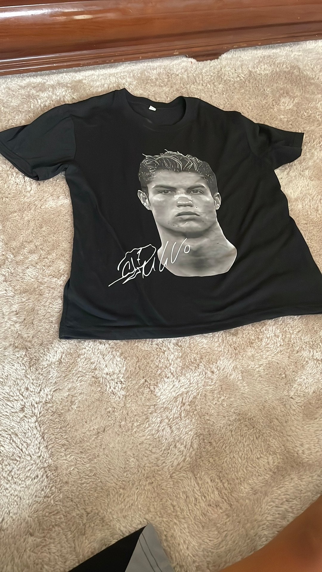 Zwarte T shirt ,Ronaldo,, Ophalen, Gedragen, Maat 46 (S) of kleiner, Zwart