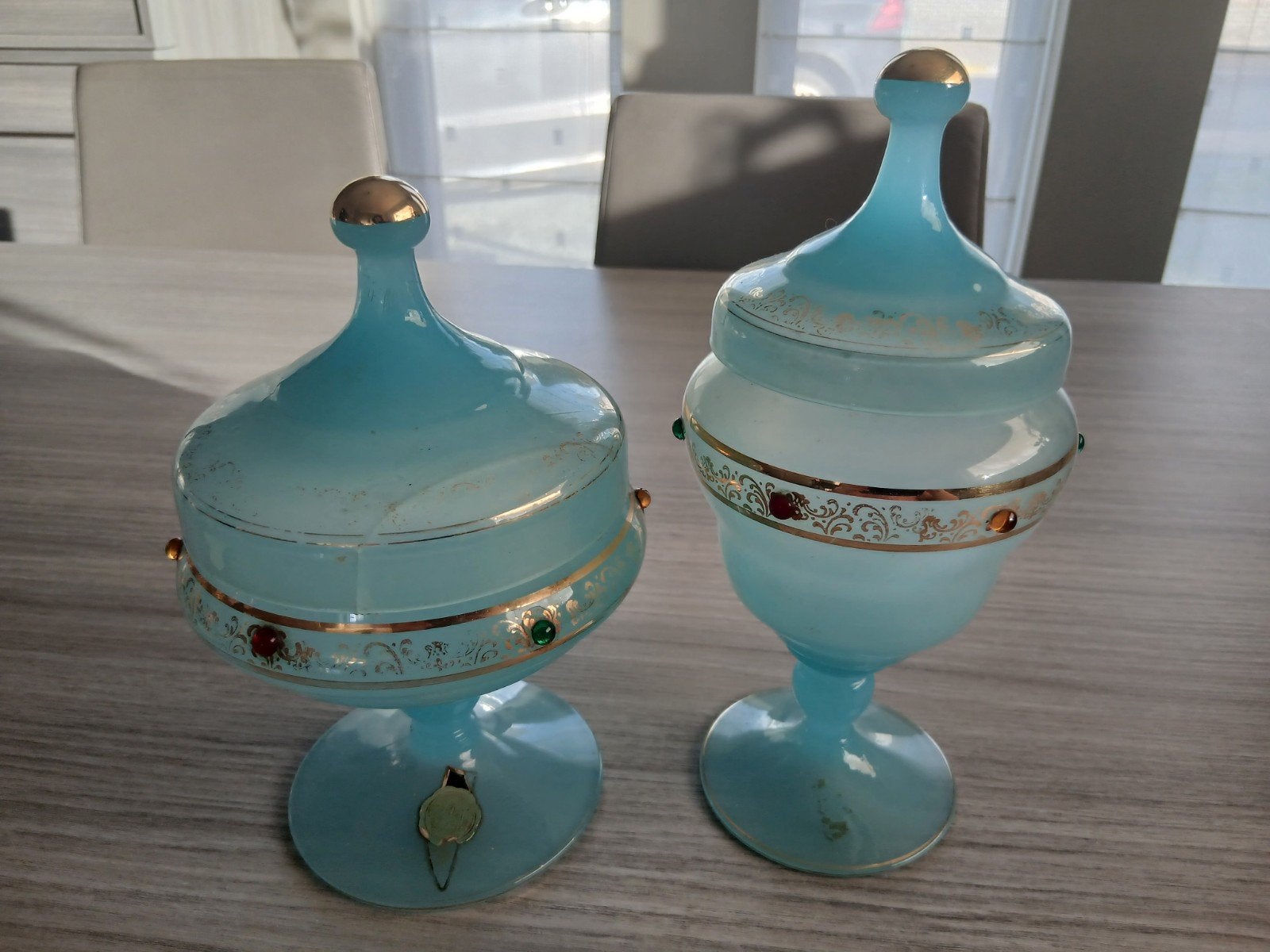 Set vintage Murano opaline glazen bonbonniè, Ophalen, Glas