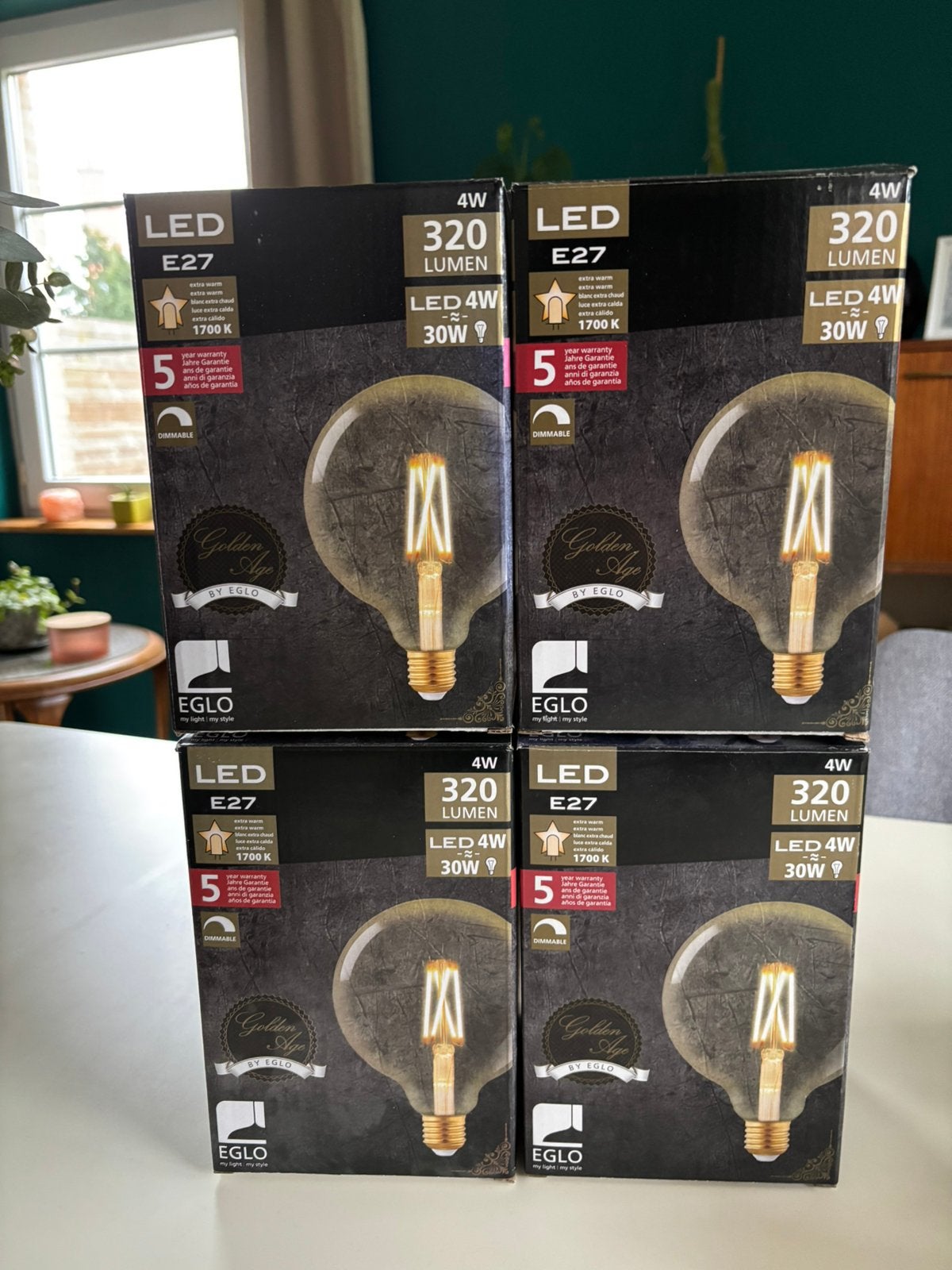 Filament lampen led - 4 stuks, Maison & Meubles, Lampes | Lampes en vrac, Comme neuf, Enlèvement, E27 (grand), Blanc chaud