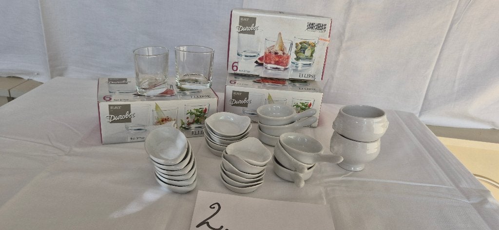 Grote Aperitiefset : Durobor Ellipse glaasjes +  schaaltjes, Huis en Inrichting, Keuken | Servies, Ophalen, Glas of Glazen, Overige merken