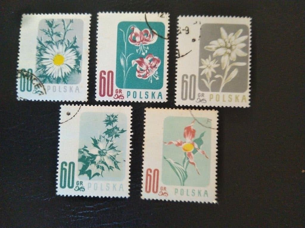 Bloemen Polen 1957, Verzenden, Gestempeld, Dier of Natuur