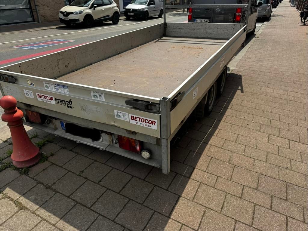 Henra Plateau aanhangwagen dubbel as met oprijplaten, Autos : Divers, Remorques, Enlèvement, Utilisé
