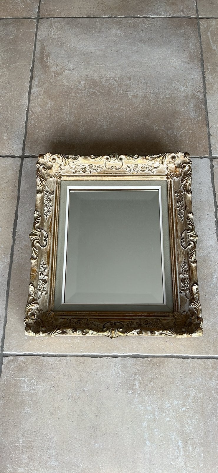 miroir ancien avec cadre doré, Antiquités & Art, Enlèvement, Rectangulaire, Moins de 50 cm, Moins de 100 cm