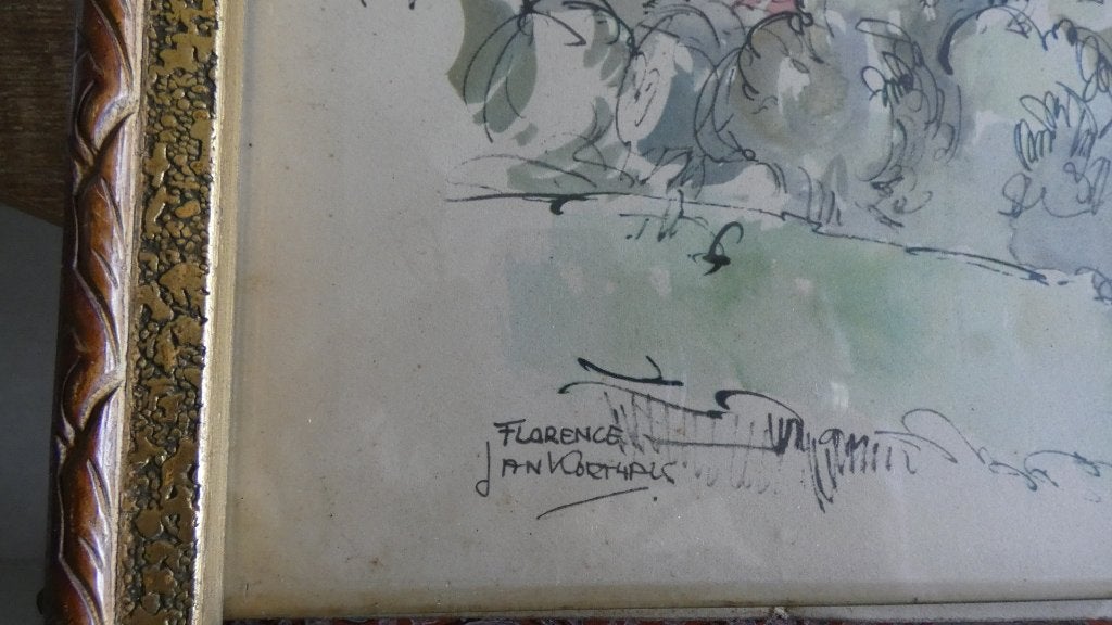 Aquarel print Jan Korthals, Antiek en Kunst, Ophalen of Verzenden, Klassiek, Aquarel, Papier