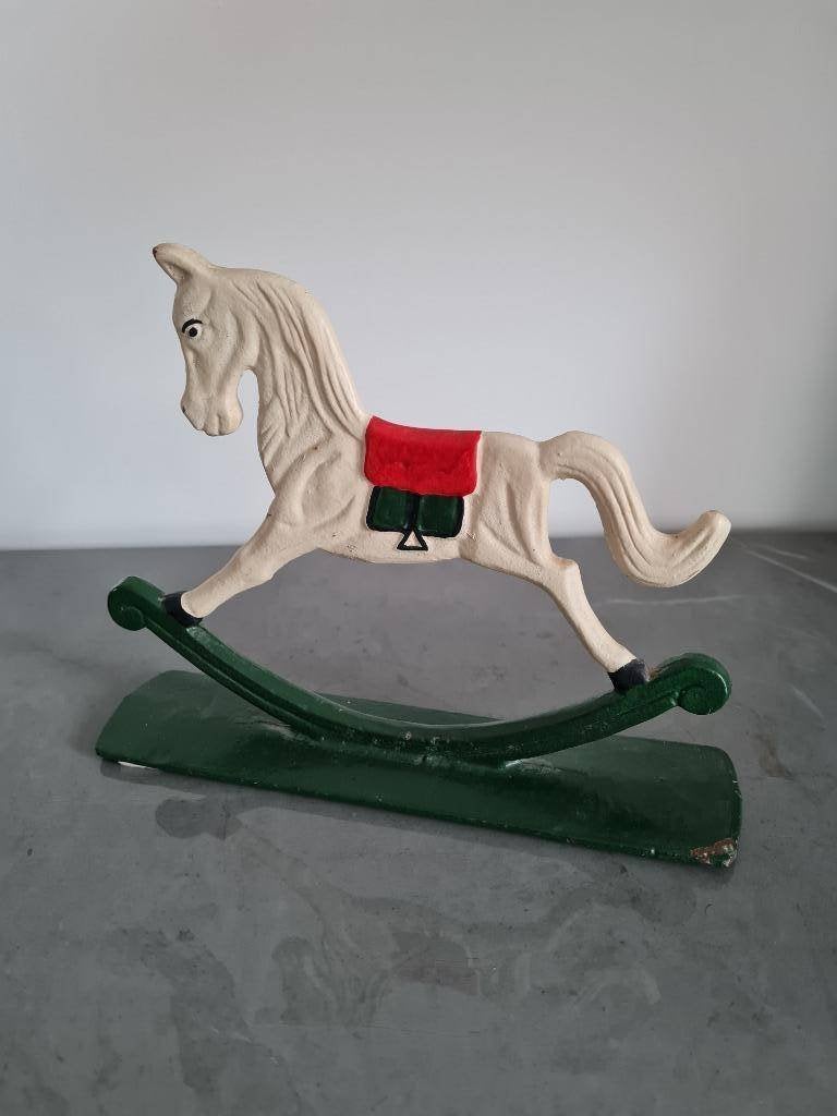 Vintage gietijzeren schommelpaard - decoratie, Verzamelen, Ophalen of Verzenden
