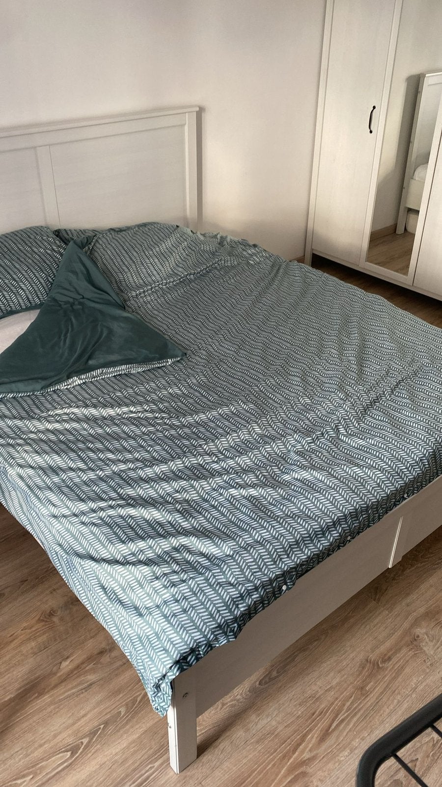 Kleerkast + Bedden 1.60 x 2.00, Huis en Inrichting, Ophalen, Wit, Tweepersoons, Zo goed als nieuw