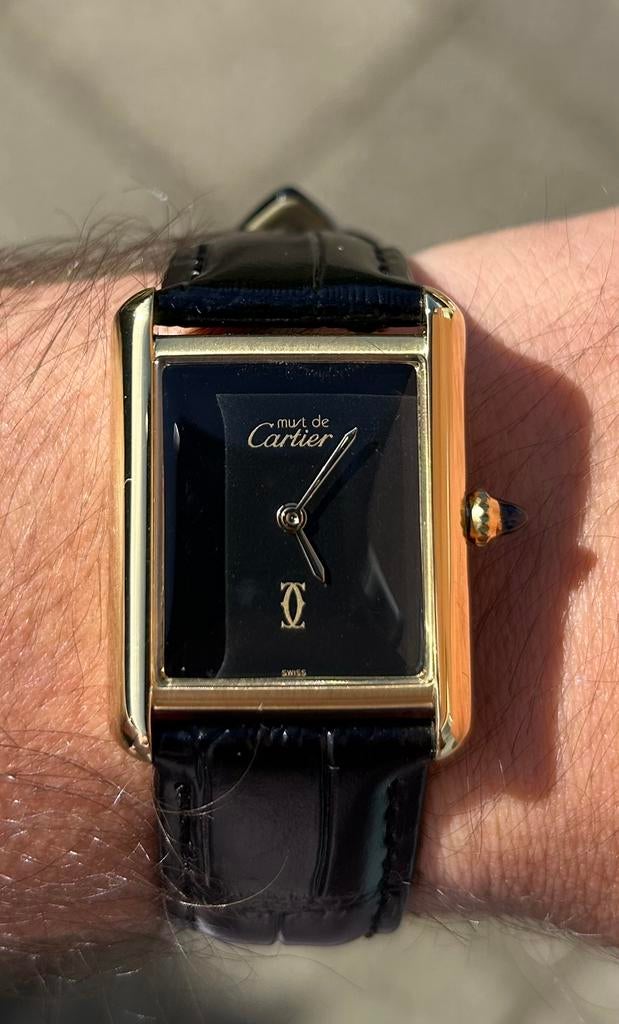 Cartier tank, Overige merken, Leer, Staal, Polshorloge