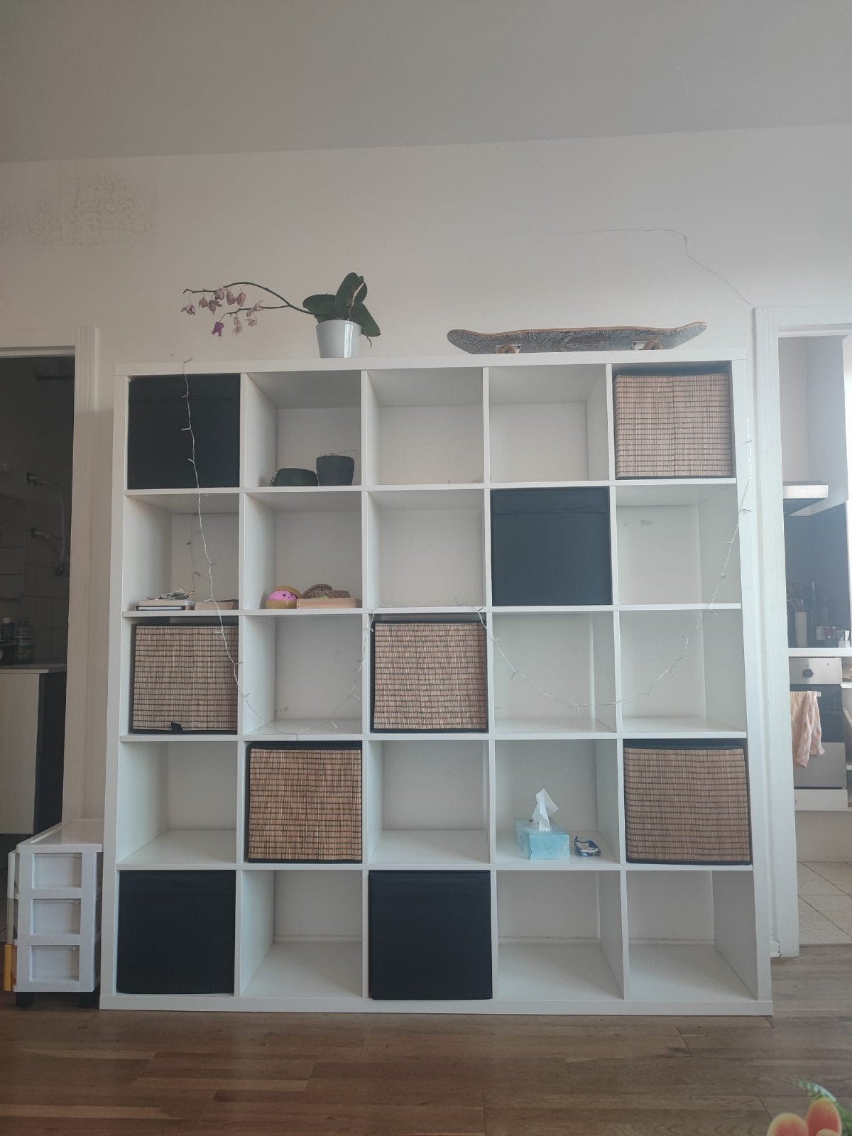 Kallax Ikea 5x5 + 9 boîtes de rangement, Enlèvement, Utilisé, 150 à 200 cm, 150 à 200 cm