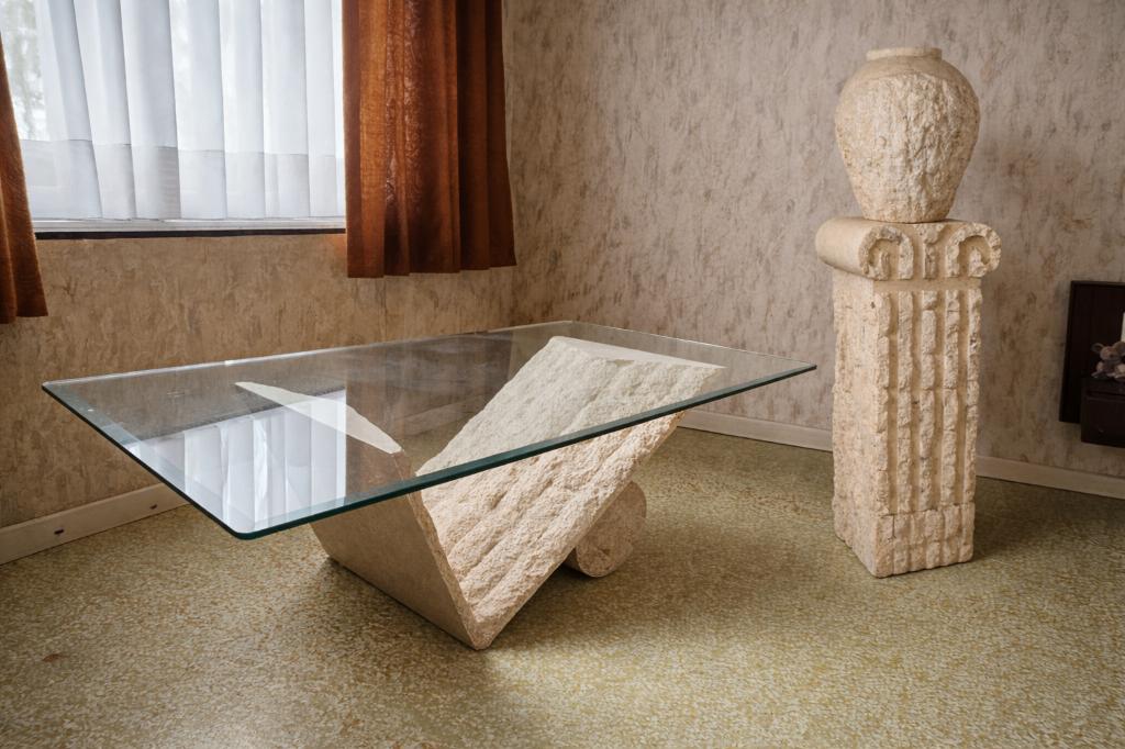 Griekse salontafel en zuil, Huis en Inrichting, Tafels | Salontafels, Zo goed als nieuw, 50 tot 100 cm, 100 tot 150 cm, Rechthoekig