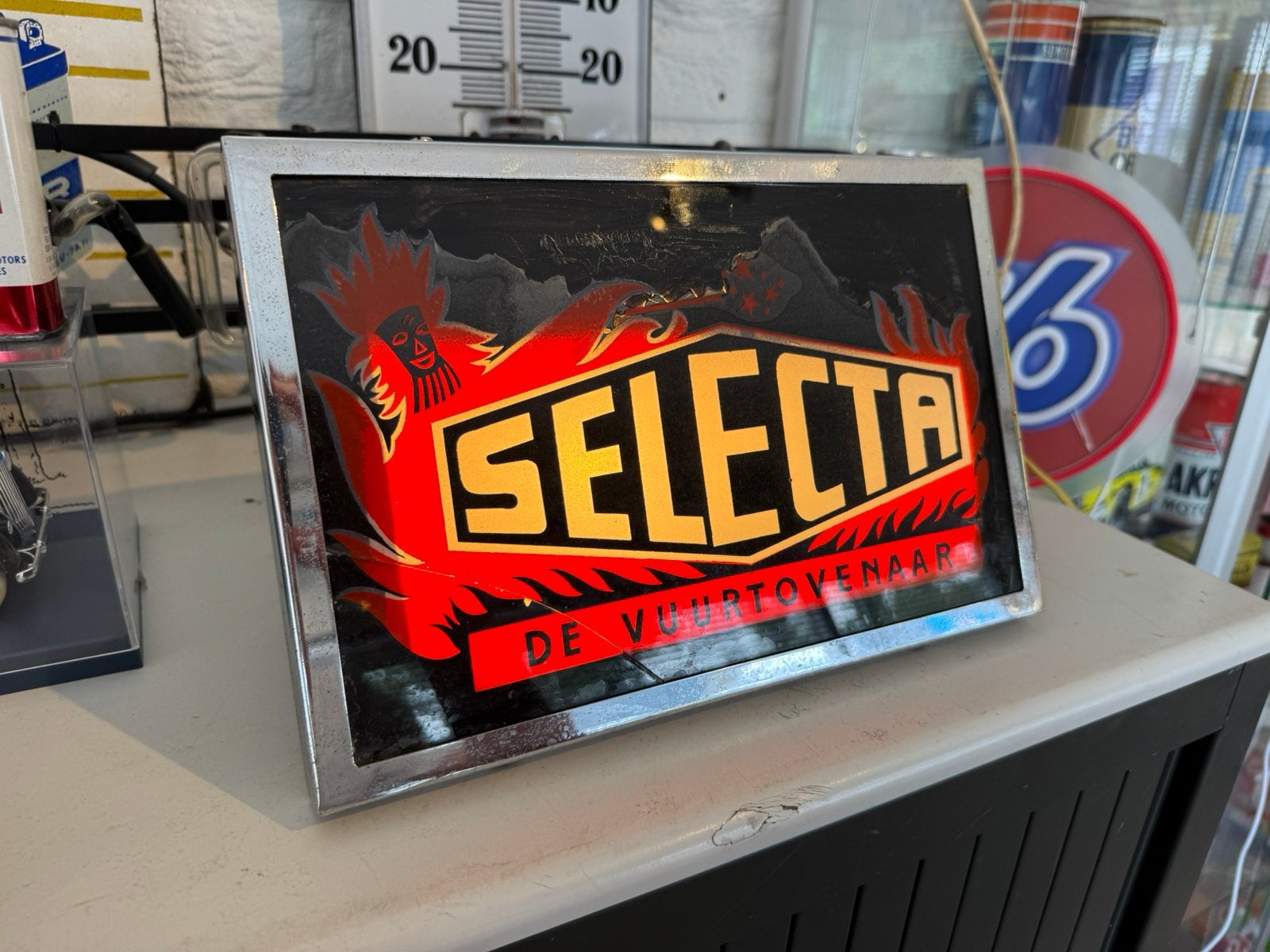 SELECTA oude kleine reclame lichtbak, Verzamelen, Merken en Reclamevoorwerpen, Ophalen, Gebruikt, Lichtbak of (neon) lamp