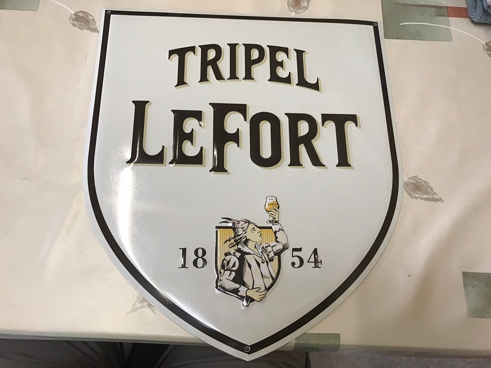 Tripel Le Fort reclamebord metaal, Verzamelen, Biermerken, Ophalen of Verzenden, Zo goed als nieuw, Reclamebord, Plaat of Schild