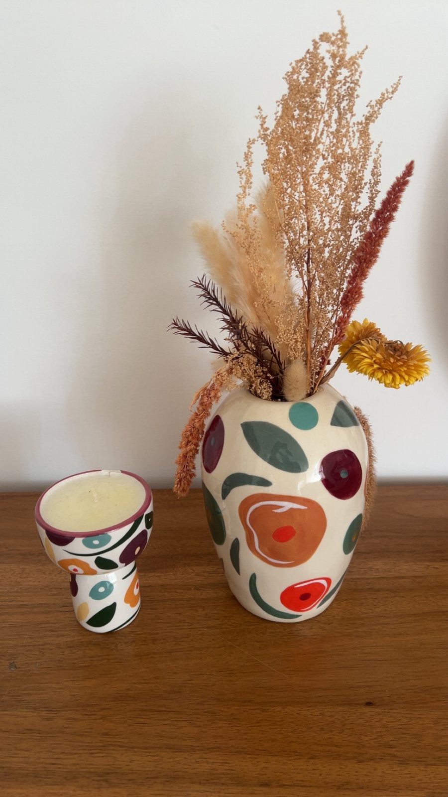 Vaas en kaars / Vase et bougie maison du monde, Ophalen, Gebruikt