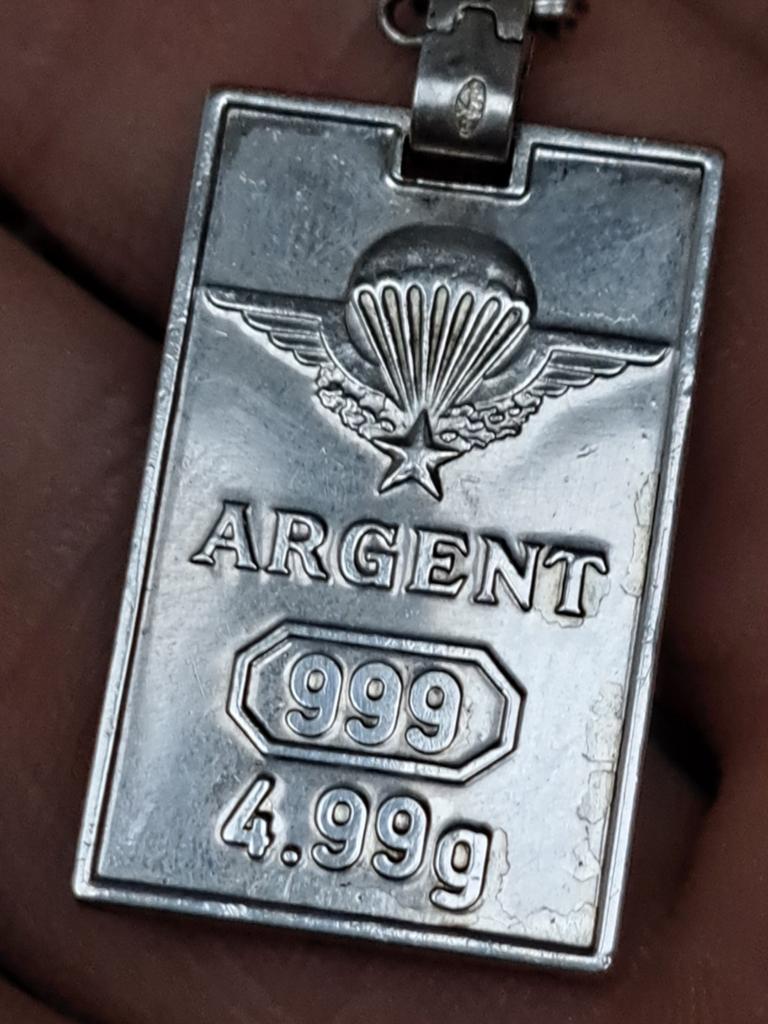 Pendentif militaires lingot argent 999, Ophalen of Verzenden, Zilver